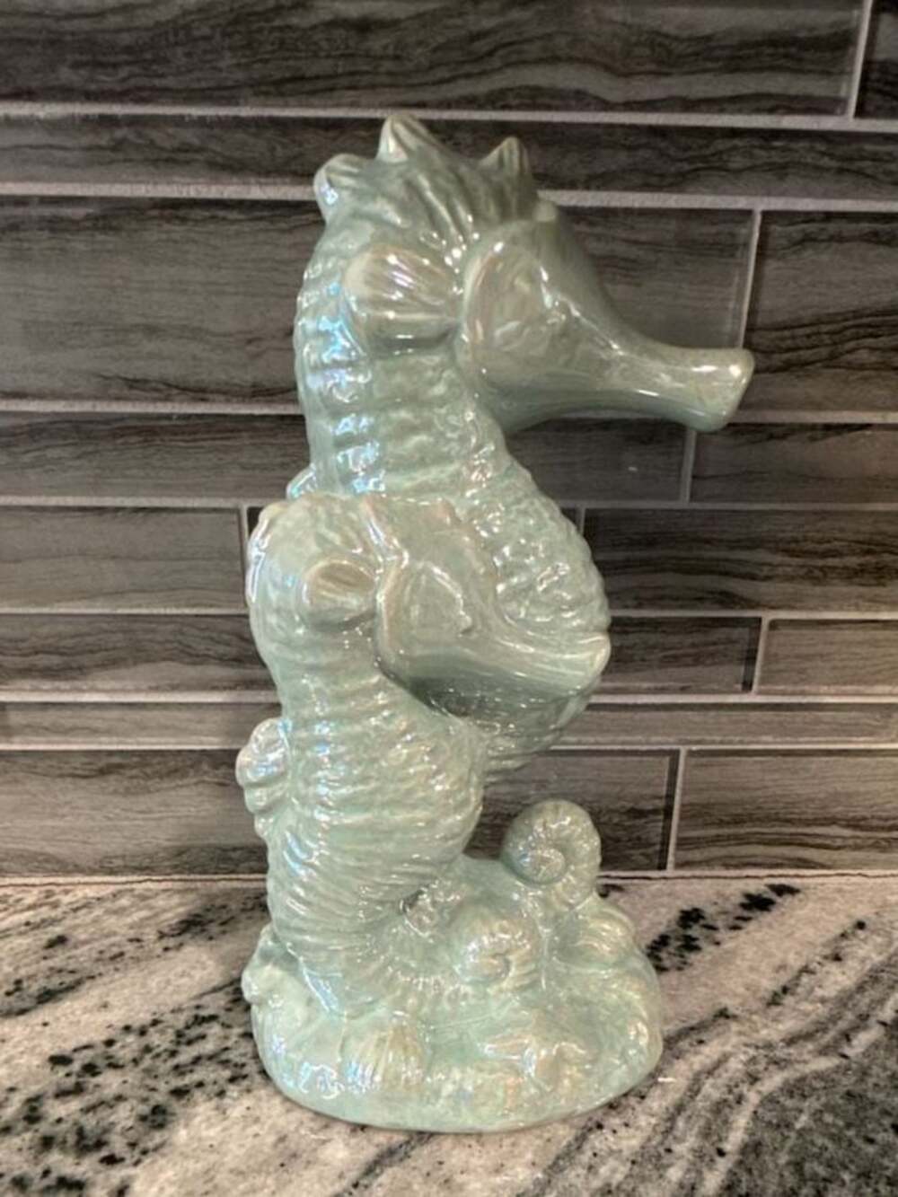 Urban Trends Collection Ceramic Seahorse Figurine with Gloss Turquoise Finish